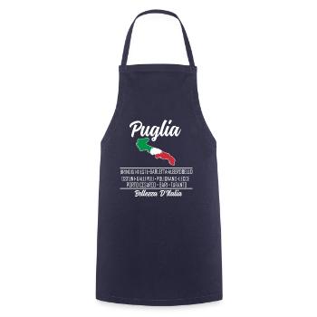 Puglia, Apulien, Italien - Kochschürze - Navy - Vorne - AI Model Male 185 dark (185cm)