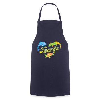 Tenerife - Dolphin - Turtle - Lizard - Cooking Apron - navy - Front - AI Model Male 185 dark (185cm)
