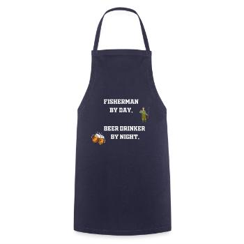 Fisherman by day, beer drinker by night - Tablier de cuisine - marine - Devant - AI Model Male 185 dark (185cm)