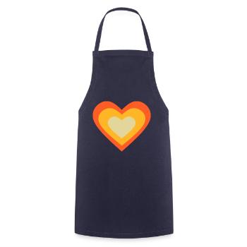 orange heart orange heart pattern retro 70s - Cooking Apron - navy - Front - AI Model Male 185 dark (185cm)
