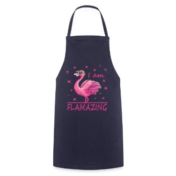 Flamant drôle, je flambe - Tablier de cuisine - marine - Devant - AI Model Male 185 dark (185cm)