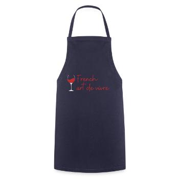 French art de vivre, verre de vin, France ⭐⭐⭐ - Tablier de cuisine - marine - Devant - AI Model Male 185 dark (185cm)