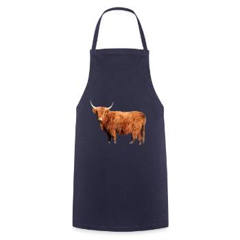 Schottisches Hochlandrind - Kochschürze - Navy - Vorne - AI Model Male 185 dark (185cm)