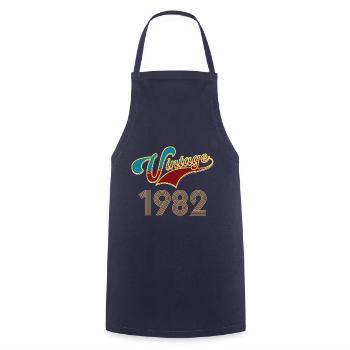 Vintage 1982 - born for everyone 1982 - Cooking Apron - navy - Front - AI Model Male 185 dark (185cm)