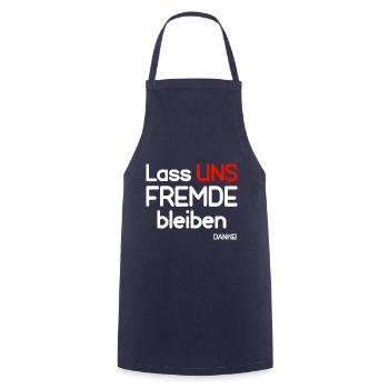 Lass uns Fremde bleiben- DANKE! - Kochschürze - Navy - Vorne - AI Model Male 185 dark (185cm)