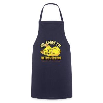 Go away, I'm an introvert, shy - Cooking Apron - navy - Front - AI Model Male 185 dark (185cm)
