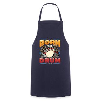 Born To Drum, band, drummer - Cooking Apron - navy - Front - AI Model Male 185 dark (185cm)