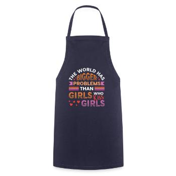 Des problèmes plus importants que les filles, embrasser les filles - Tablier de cuisine - marine - Devant - AI Model Male 185 dark (185cm)