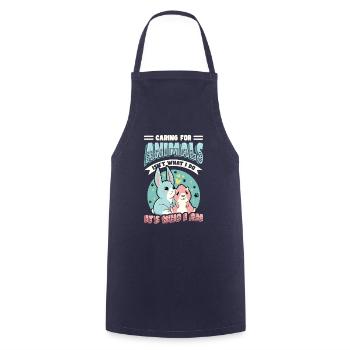 Caring for animals - animal shelter, animal lovers - Cooking Apron - navy - Front - AI Model Male 185 dark (185cm)