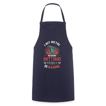 Hit Metal, Blacksmith - Cooking Apron - navy - Front - AI Model Male 185 dark (185cm)