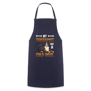 My therapist has a cold nose, dog lover - Cooking Apron - navy - Front - AI Model Male 185 dark (185cm)