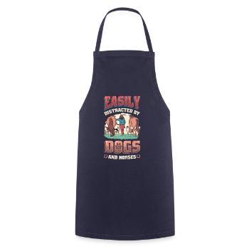 Easily distracted by dogs and horses - Cooking Apron - navy - Front - AI Model Male 185 dark (185cm)