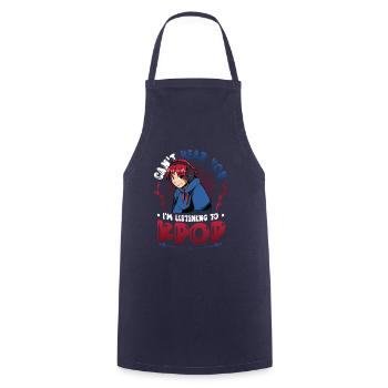 I don't hear you, I hear Kpop - Cooking Apron - navy - Front - AI Model Male 185 dark (185cm)