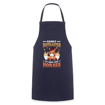 Easily distracted by dogs and horses - Cooking Apron - navy - Front - AI Model Male 185 dark (185cm)
