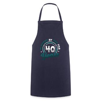 Religious by God for 40 years - Cooking Apron - navy - Front - AI Model Male 185 dark (185cm)