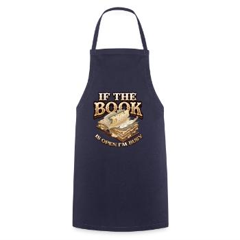 When the book is open, I'm reading - Cooking Apron - navy - Front - AI Model Male 185 dark (185cm)
