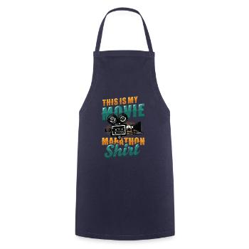 This is my movie marathon shirt - Cooking Apron - navy - Front - AI Model Male 185 dark (185cm)