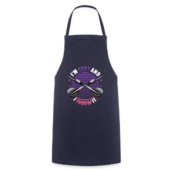 Je suis sexy et je lance une fléchette - Tablier de cuisine - marine - Devant - AI Model Male 185 dark (185cm)