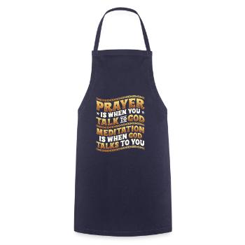 Meditation is when God speaks to you - Cooking Apron - navy - Front - AI Model Male 185 dark (185cm)