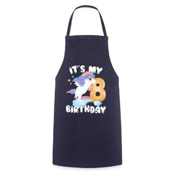 Its My Birthday Girl, Unicorn Birthday 8 Years - Cooking Apron - navy - Front - AI Model Male 185 dark (185cm)