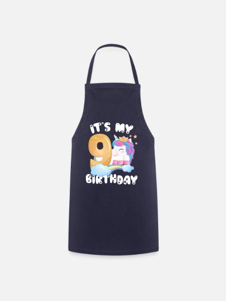 C’est ma fille d’anniversaire, l’anniversaire de la licorne 9 ans - Tablier de cuisine - marine
