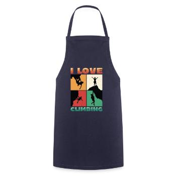 I love rock climbing, rock climbing - Cooking Apron - navy - Front - AI Model Male 185 dark (185cm)