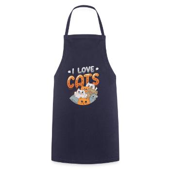 I love cats - Cooking Apron - navy - Front - AI Model Male 185 dark (185cm)