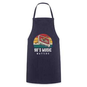 Nineties Music - Cassette with Pencil - Cooking Apron - navy - Front - AI Model Male 185 dark (185cm)