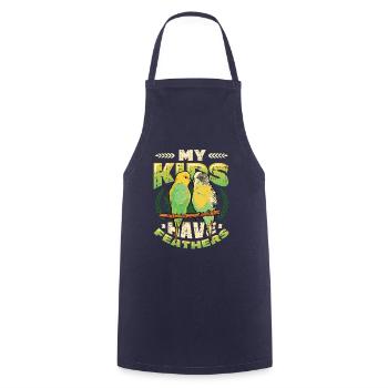 My children have feathers, budgie, bird - Cooking Apron - navy - Front - AI Model Male 185 dark (185cm)