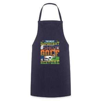 The most important shot in golf is the next - Cooking Apron - navy - Front - AI Model Male 185 dark (185cm)