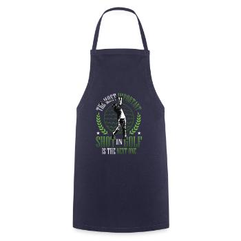 The most important shot in golf is the next - Cooking Apron - navy - Front - AI Model Male 185 dark (185cm)
