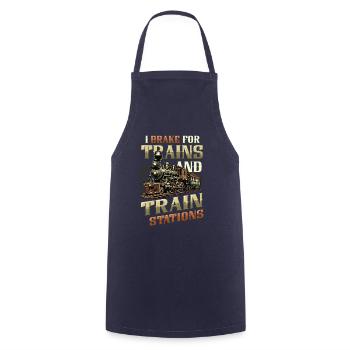 Trainspotting Train Lovers Trains - Cooking Apron - navy - Front - AI Model Male 185 dark (185cm)
