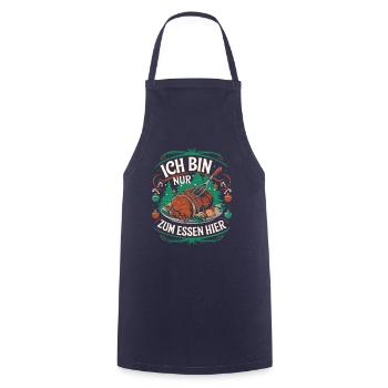 Nur zum Essen hier – Lustiges Weihnachtsdesign - Kochschürze - Navy - Vorne - AI Model Male 185 dark (185cm)