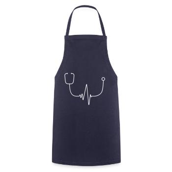 Heartbeat Doctor | Heartbeat Medicine | White - Cooking Apron - navy - Front - AI Model Male 185 dark (185cm)