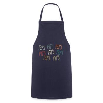 Born in 1975, year of birth - legendary since 1975 - Cooking Apron - navy - Front - AI Model Male 185 dark (185cm)