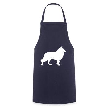 Collie Langhaar Hund - Kochschürze - Navy - Vorne - AI Model Male 185 dark (185cm)