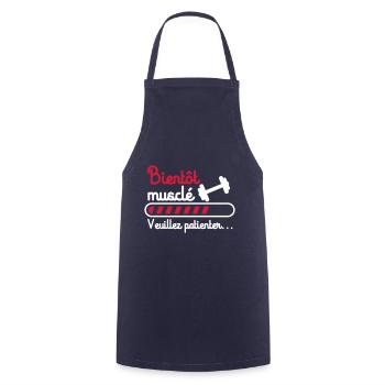 Bientôt musclé, cadeau musculation, muscu - Tablier de cuisine - marine - Devant - AI Model Male 185 dark (185cm)