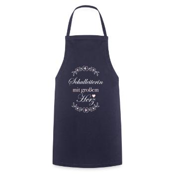 Geschenk Schulleiterin mit großem Herz - Kochschürze - Navy - Vorne - AI Model Male 185 dark (185cm)