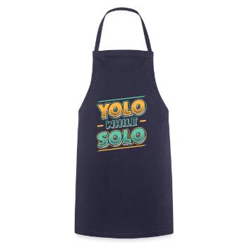 Solo proud single, Happy single - Cooking Apron - navy - Front - AI Model Male 185 dark (185cm)