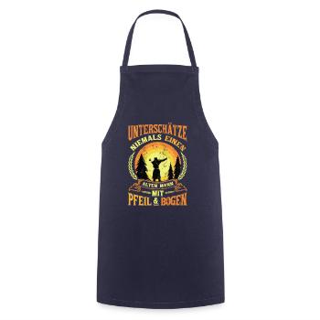 Old man With bow and arrow, archery. - Cooking Apron - navy - Front - AI Model Male 185 dark (185cm)