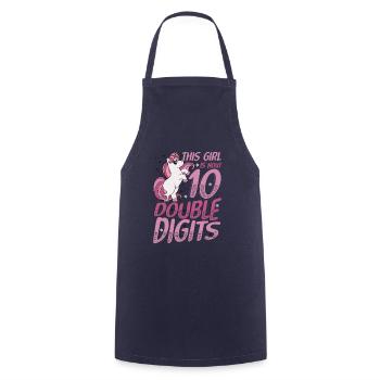 Double Digits 10th Birthday Girl, Party Unicorn. - Cooking Apron - navy - Front - AI Model Male 185 dark (185cm)