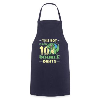 This boy is now 10 double digit birthday - Cooking Apron - navy - Front - AI Model Male 185 dark (185cm)