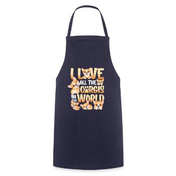 I love all the corgis in the world - Cooking Apron - navy - Front - AI Model Male 185 dark (185cm)