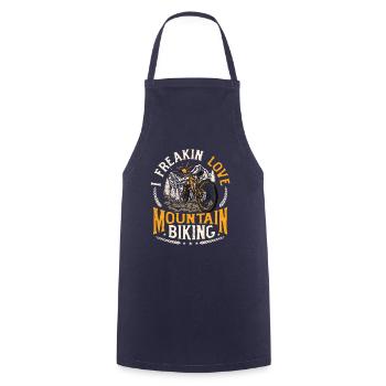 I FREAKIN LOVE Mountain Bike MTB - Cooking Apron - navy - Front - AI Model Male 185 dark (185cm)