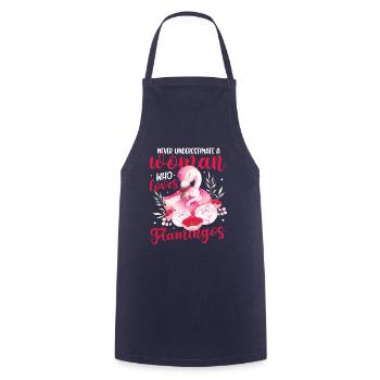 Ne sous-estimez jamais une femme qui aime les flamants roses - Tablier de cuisine - marine - Devant - AI Model Male 185 dark (185cm)