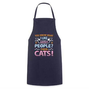 You know what I like about people and cats. - Cooking Apron - navy - Front - AI Model Male 185 dark (185cm)