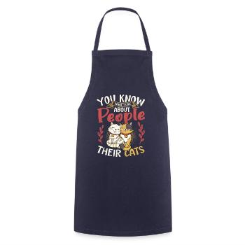 You know what I like about people and cats. - Cooking Apron - navy - Front - AI Model Male 185 dark (185cm)