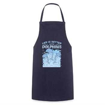 Life Is Better With Dolphins - Cooking Apron - navy - Front - AI Model Male 185 dark (185cm)