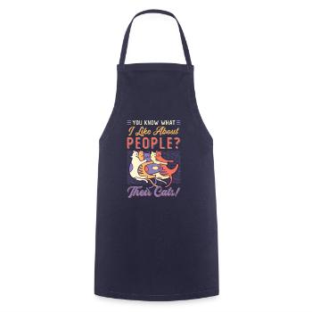 You know what I like about people and cats. - Cooking Apron - navy - Front - AI Model Male 185 dark (185cm)