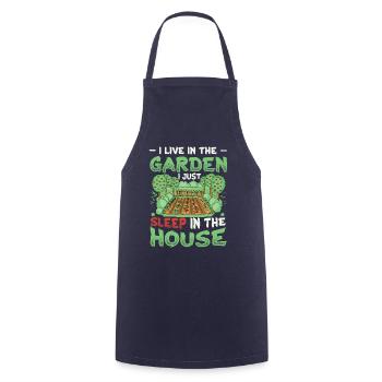 I live in the garden lover, gardening. - Cooking Apron - navy - Front - AI Model Male 185 dark (185cm)
